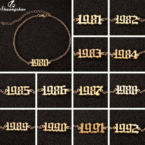 1980-2000 Number Anklets for Women Girls Birthday Foot Jewelry Special Date Year Chain Ankle Bracelets Fashion Leg Accessories