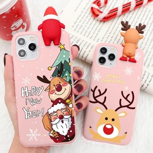 Happy New Year For Huawei P Smart 2020 Mate 10 20 30 P8 P9 P10 P20 P30 P40 Lite E Pro 2019 2017 Case 3D Christmas Doll Elk Cover