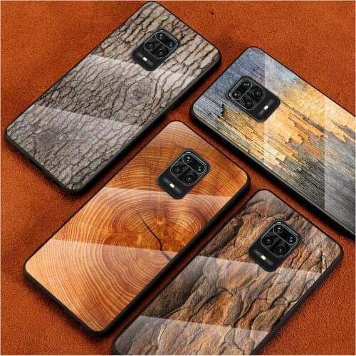 Tempered Glass Cover Texture Wood For Xiaomi Redmi Note 10 10S 9T 9S 9 8T 8 7 Pro Max Shockproof Shell Phone Case