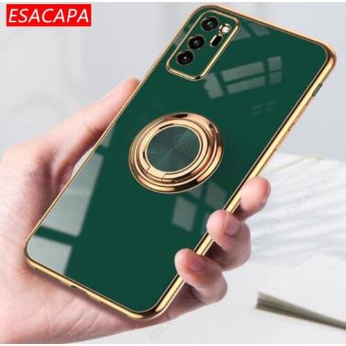 Plating Ring Stand Holder Phone Case For Huawei Honor V40 V30 Pro X10 Lite Lens Protection Silicone Cover For Nova 8 SE P40 Lite