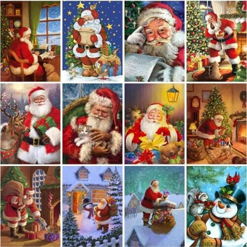 Diy Diamond Painting Christmas 5D Santa Claus Diamond Embroidery Snow House Landscape Mosaic Cross Stitch Kits Crafts Home Decor