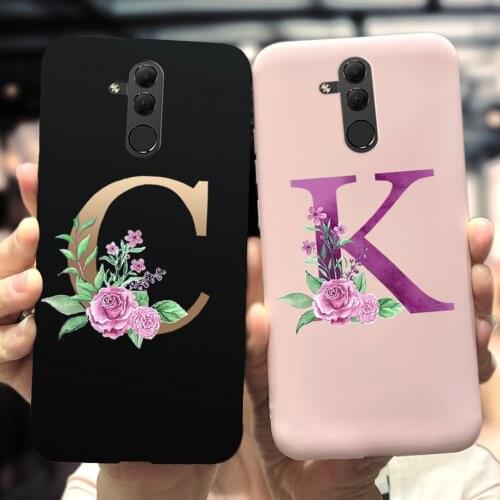 For Huawei Mate 20 Lite Case Mate20Lite Soft TPU Back Cover Initial Letter Silicone Cases For Huawei Mate 20 Lite SNE-LX1 Fundas