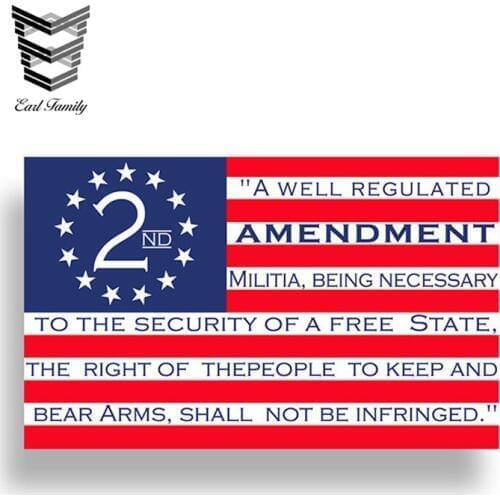 EARLFAMILY 13cm X 8cm USA American 2nd Amendment Sticker Decal Car Truck Cup Window Bumper Cooler Gun Vinyl Car Stickers Styling