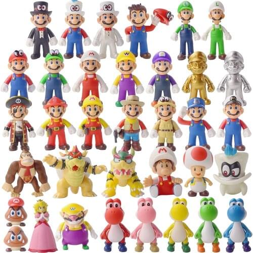 6-14cm Super Mario Bros Luigi Yosh Koopa Goomba Chachi Diddy Kong Monkey Animals Anime Game Action Figure Model Toys Kids Gift