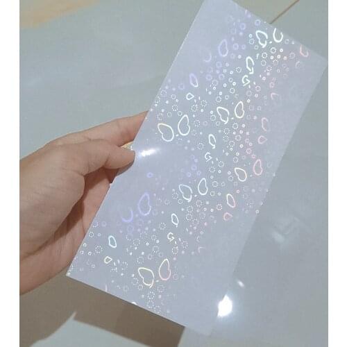 Holographic Butterfly Design Adhesive Tape Back Cold Laminating On Paper Plastic 50 Sheets 100 X 210 MM DIY Package Color Card