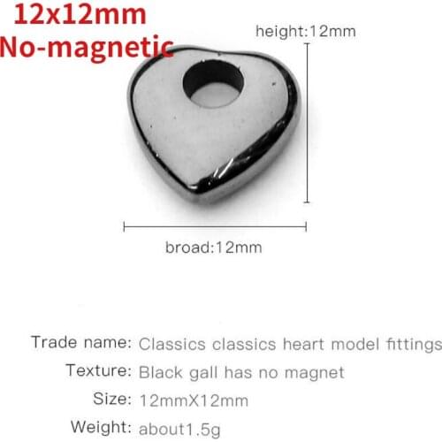 Natural Hematite 12x12 Loose Big Hole Heart Charms Luck Blessing Change Destiny for Jewelry Making DIY Bracelet Necklace Earring