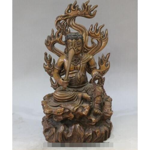 S03123 9 Chinese Bronze Technics Japanese Buddhism Fudo Myo-o Acalanatha Buddha Statue
