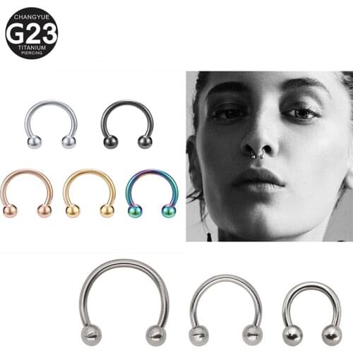 Nose piercing G23 Titanium Piercing Classic Round Bar Horseshoe Ring Nose Ring Ear Nail Multi-Purpose Ring Popular Body Jewelry