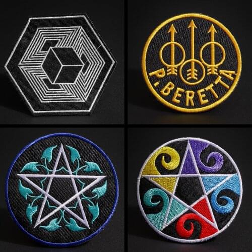 Punk style Round Tai Chi Music CD Geometry Hexagon Patches Sew Applique Cute for Clothes Iron On DIY Apparel Accessory