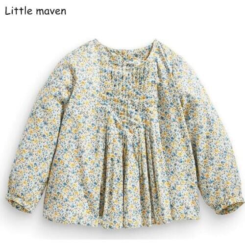 Little Maven Children Brand Baby Girl Clothes Autumn Toddler Cotton Long Sleeve Floral Animal Print T Shirt for Kids 2-7 Years