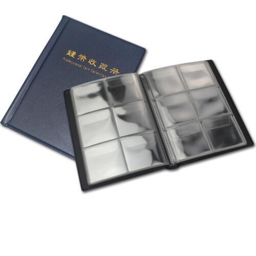 Mini Coin Album 60 pockets book , world coins holder , Collection Storage Money , for penny, blue PU Cover, Kit Case SET