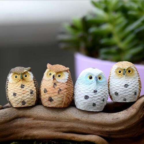Mini Cartoon Owl Miniature Resin Craft Garden Decor Ornament Plant Pot Micro Landscape Bonsai DIY Dollhouse Fairy