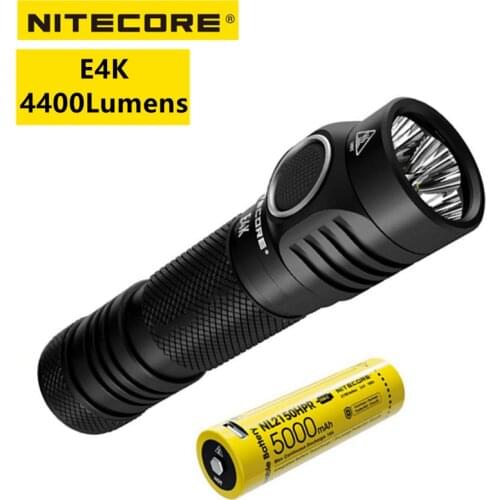 Original NITECORE E4K Troch Light Rechargeable 4400 Lumens With NL2150 5000mAh Battery Self-defense LED Flashlight