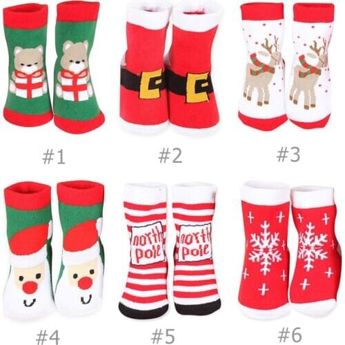 JOCESTYLE Winter Girls Boys Socks Kids Striped Thick Warm Christmas Short Socks Gift Dropshipping