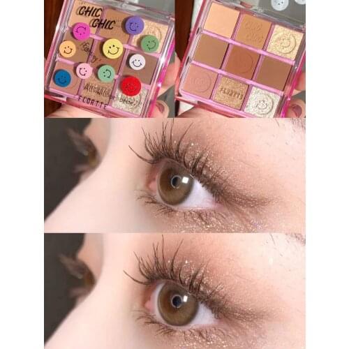 Chic Chic 9 Color Eyeshadow Palette Matte Shimmer Glitter Pigment Eye Shadow Long-lasting and Waterproof Blush Makeup