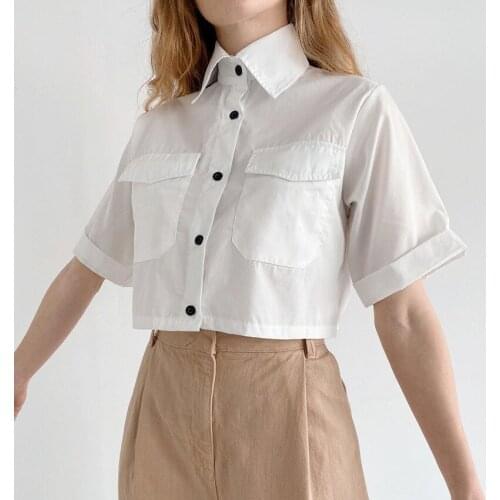 New Arrival Early Autumn Women Short Single-Breasted Shirt