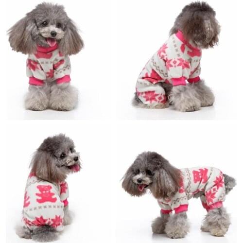 Pet Clothing Dogs Warm Pajamas Winter Dog Clothing Four Legs Warm Outfit Pet Jumpsuit with Cute Printed for Small Medium Dogs
