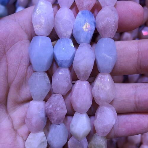 Wholesale 2strings Natural Multi Morganite Gem Stone Faceted Nugget Beads,Genuine Gem Jewelry Making Beads,15.5"/str