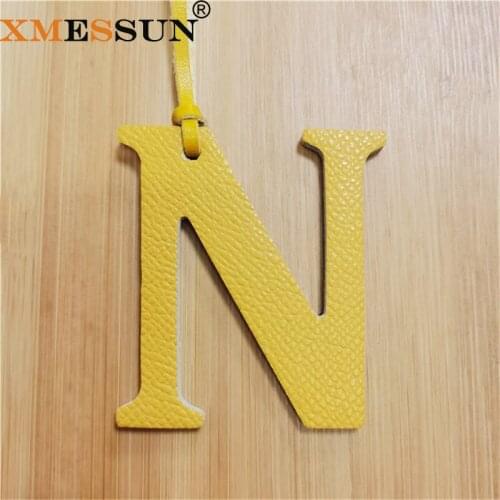 Wholesale Luxury Genuine Natural Leather N Initial Capital English Letter Keychain Backpack Pendant Ladies Women Bag Charm