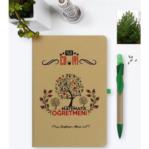 Personalized Math Teacher Of The Year Best Pro-Environmental Notebook and Seeded Pen Set-1