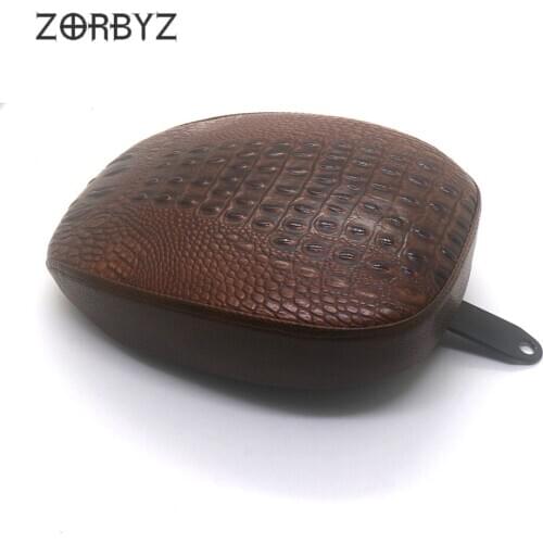 ZORBYZ Motorcycl Brown Crocodile Artificial Leather Rear Passenger Solo Seat Cushion For Harley Sportster XL1200 XL883 72 48