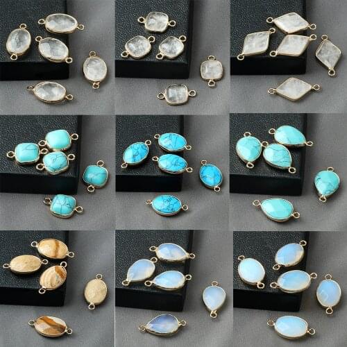 Charms Diy Jewelry Making Pendants Fashion Blue Turquoise Transparent White Pendentifs Accessory Necklace Double Hole Connectors