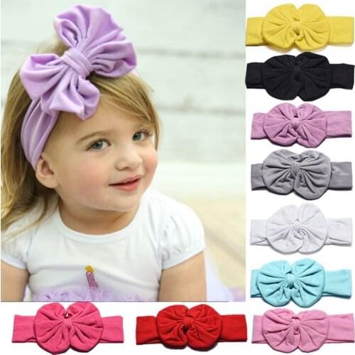 Yundfly Cotton Blend Girl Headband Knot Tie Headwrap Kids Hairband Turban Bow Tie Bow-knot Children Hair Accessories