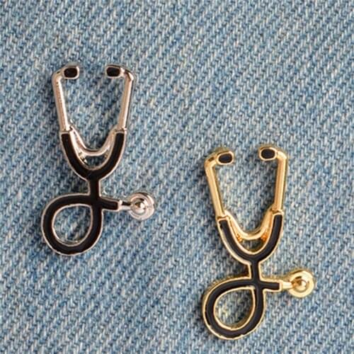 1pc Fashion Gold Silver Plated Stethoscope Brooch Pin Nurse Jewelry Medical Jewelry Gift