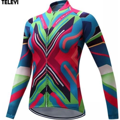 TELEYI Womens Pro Team Outdoor Riding Bike Ropa Ciclismo Cycling Clothing Long Sleeve Jersey Tops Quick Dry XS-4XL