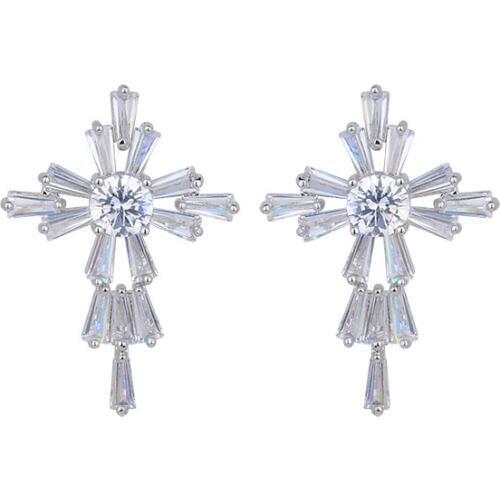 YAN MEI Silver Plated Earring Flower Rhinestone Earrings For Women GLE6009Y