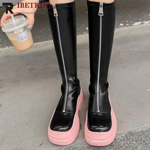 Female Boots For Women Autumn Zipper Design Fashion Knee High Boots 2021 Round Toe Brand Design Comfy Soft Sole womens Shoes