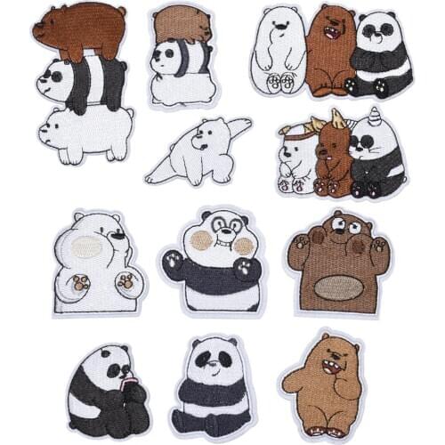 1Pcs Cartoon Animals Panda Bear Patches for Clothes Embroidery Appliques Child Clothing Accessories Badge