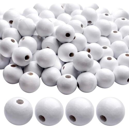 100pcs 16mm Wooden Beads Round Wood Beads Loose Spacer Beads with 4mm Hole for DIY Crafts Handmade Decorations Jewelry Making