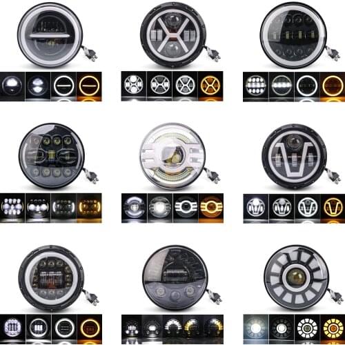 2pc 7 Inch 12V24V Car Led Headlight Bulbs Led Motorcycle Headlights Angel Eyes Lights Assembly For Jeep LADA FORD Suzuki Samurai