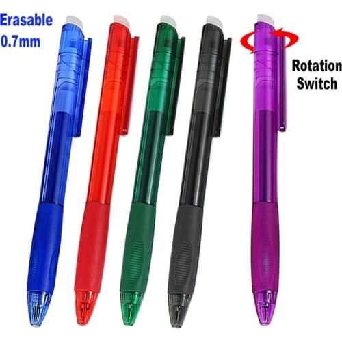 3Pcs/5Pcs Erasable Gel Pen 0.7mm Office School Writing Handle Slide Button Red/Blue/Black Ink Retractable Erasable Pen Refill