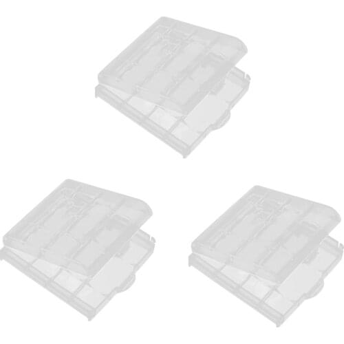3pcs/lot White Battery Holder Case 4 AA AAA Hard Plastic Storage Box Cover For 14500 10440 Battery Organizer Container