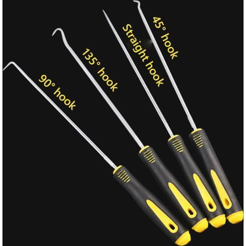 4pcs 250 mm Durable Car Pick and Hook Set O Ring Oil Seal Gasket Puller Remover Craft Household Hand Tool S