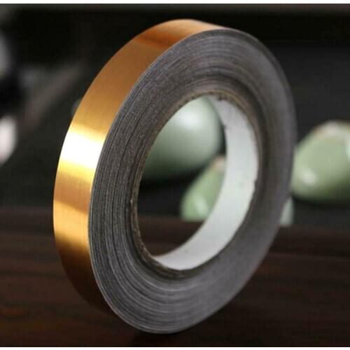 50m Gold Chrome Vinyl Tape, Width Laser flash Reflective Tape High Wear Resistance Ceramic Tile Mildewproof Gap Tape Self-adhe