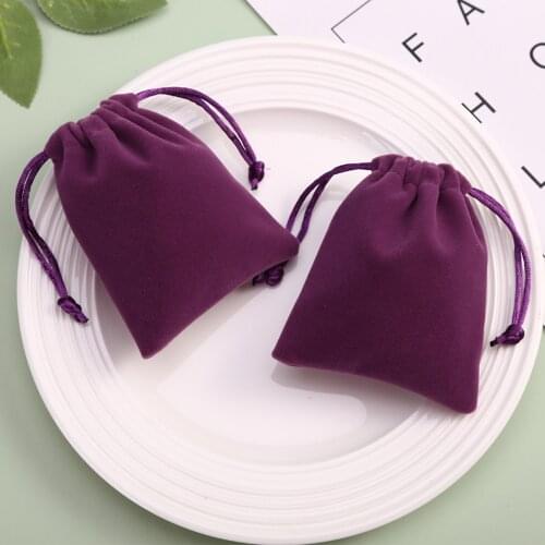 50Pcs Jewelry Velvet Purple Drawstring Bag Gift Packaging Pouches Wedding Party Decoration Eyelashes Makeup Bags