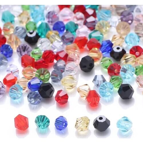 Czech Glass Bicone Beaded Black 2/3/4/6MM Faceted Crystal Loose Beads DIY For Jewelry Making Supplies Needlework Accessories