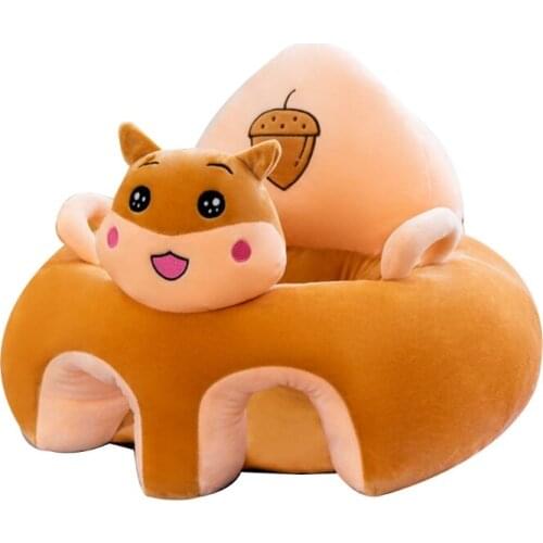 D7WF Baby Sitting Chair Cover Cute Animal Shaped Sofa Case Infants Learning Seat Cushion Plush Shell