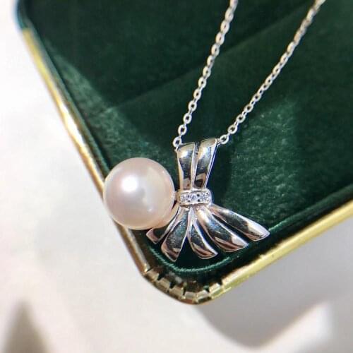 Nice Quality Bow 925 Sterling Silver Pendant Base Settings Mountings Findings Parts for Pearl Crystal Jade Agate 5pcs/lot