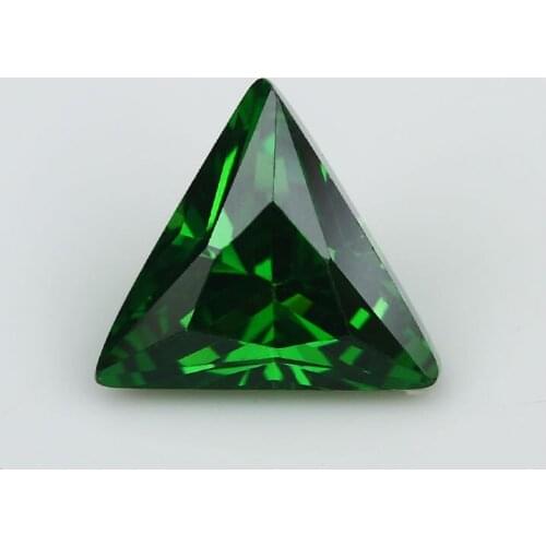 30PCS 3x3~10x10mm Triangle Shape Green AAAAA Loose Cubic Zirconia stone Brilliant Cut CZ Stone For Jewelry DIY