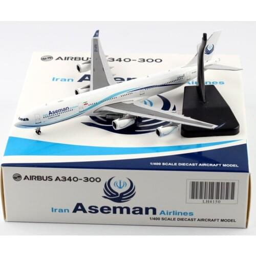 1:400 Alloy Collectible Plane JC Wings LH4150 Iran Aseman Airlines Airbus 340-300 Diecast Aircarft Jet Model EP-APA With Stand