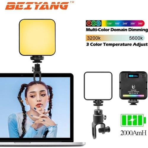 BEIYANG RGB Video Lights Mini LED 2000mAh 5W Lighting Photographic Panel Lamp Photo Bright Vlog Fill Light For Meeting