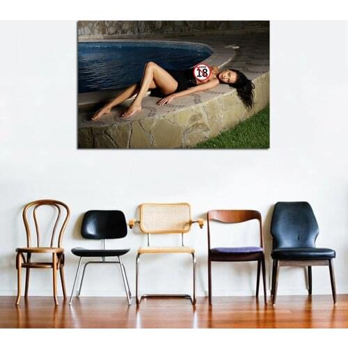 Hot Beauty by The Swimming Pool Posters Home Decor Wall Art Wooden Frame Canvas Painting For Bedroom Decoration