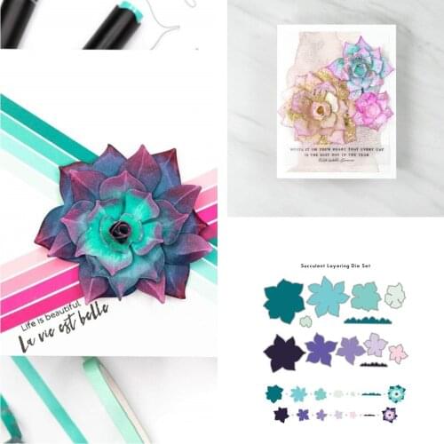 Leaf Succulent Lowering Succulents Flowers Metal Cutting Dies Scrapbook Diary Decoration Stencil Embossing Template DIY Albums