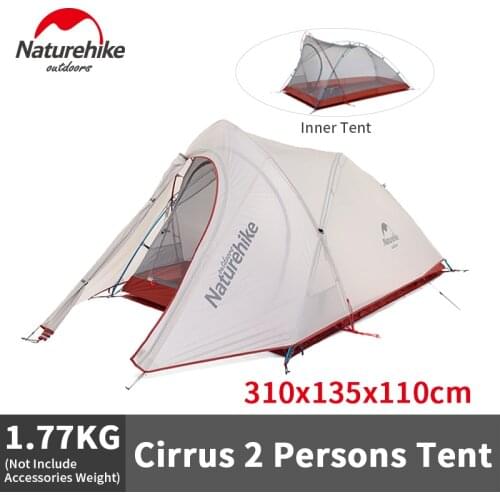 Naturehike Cirrus Fok Outdoor Camping Tent 1-2 Man Ultralight 20D Nylon Sunscreen Tent Travel Hiking 1.7kg Portable Give Mat