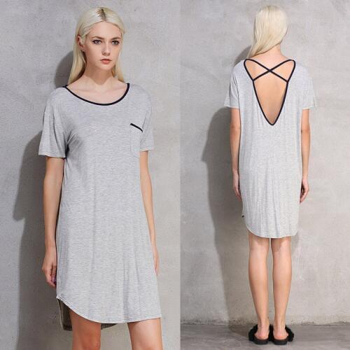 Nightgowns Plus Size Sleepshirts Summer Night Dress Casual Home Clothing Round Neck Sexy Backless Sleepwear 5XL 6XL