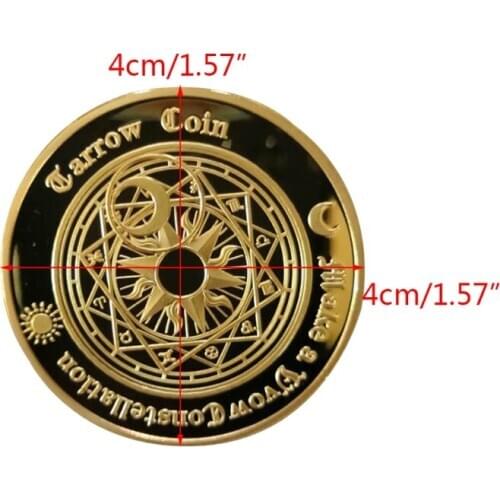 Gold Plated Sun Moon Divination Tarot Coin Lucky Constellation Collection Art H58C
